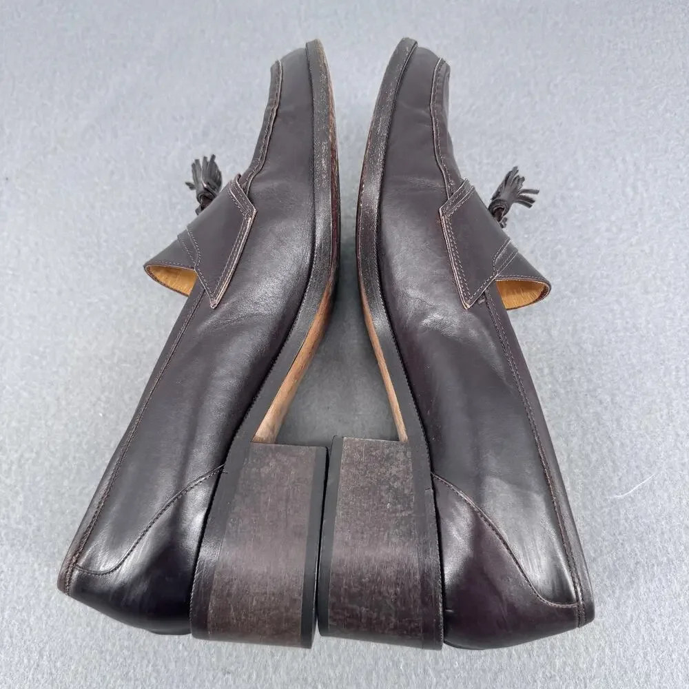 Cole Haan Tassel Loafer‎ Pumps Womens 8 B Brown Block Heels Made In Italy F8920